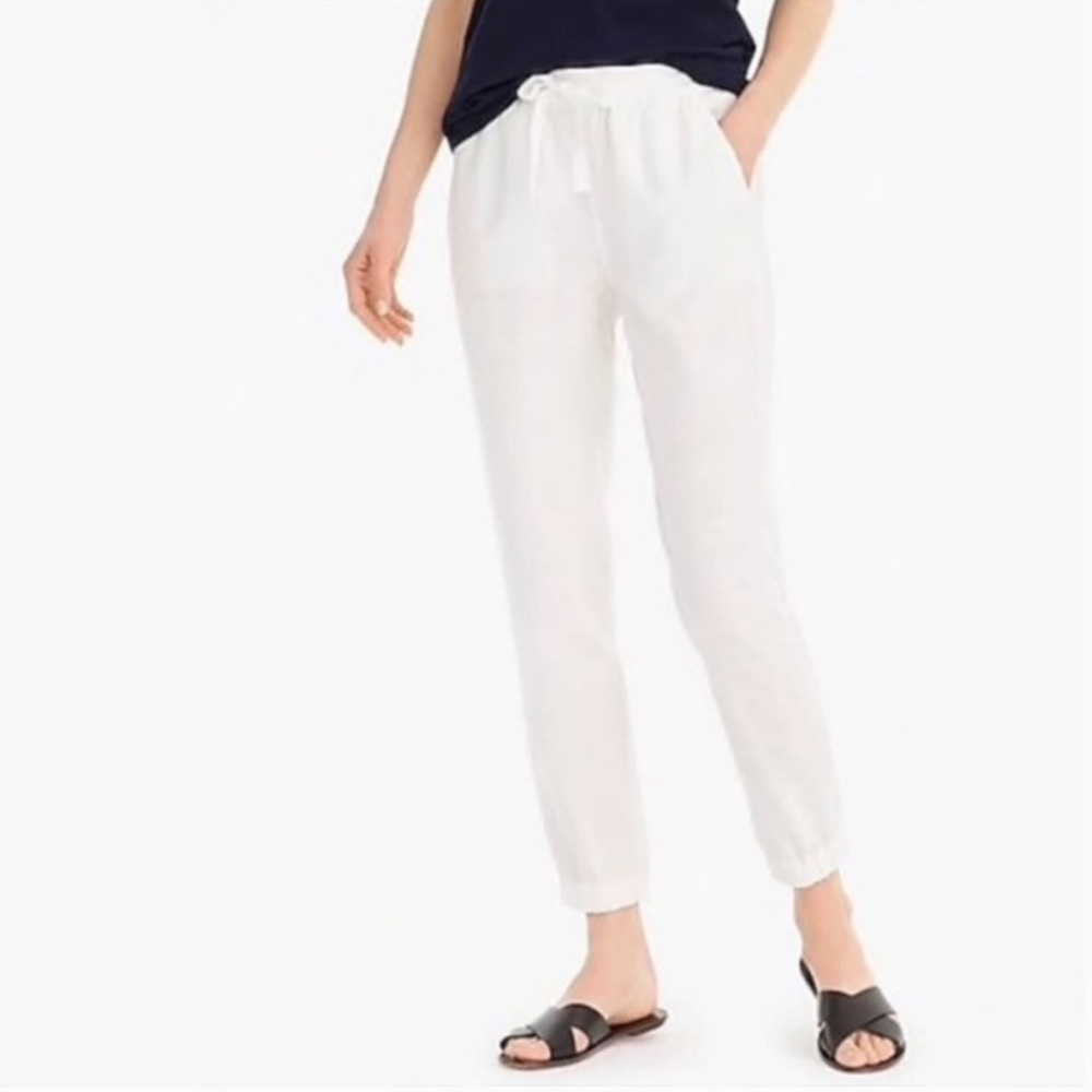 J Crew Point Sur Seaside Linen  White Jogger Pants 12T- NWT
